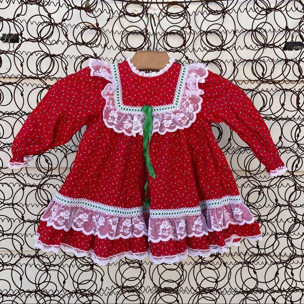 Vintage Bryan red holly Ivy Christmas circle dress 2T